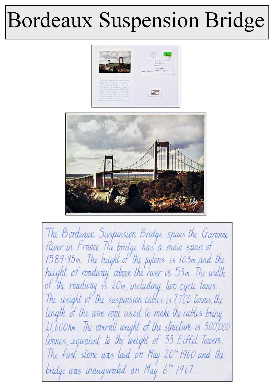 BORDEAX SUSPENSION BRIDGE Llanidloes Philately